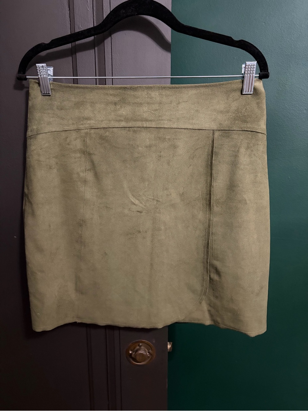 bebe Olive Suede-Look Mini Skirt